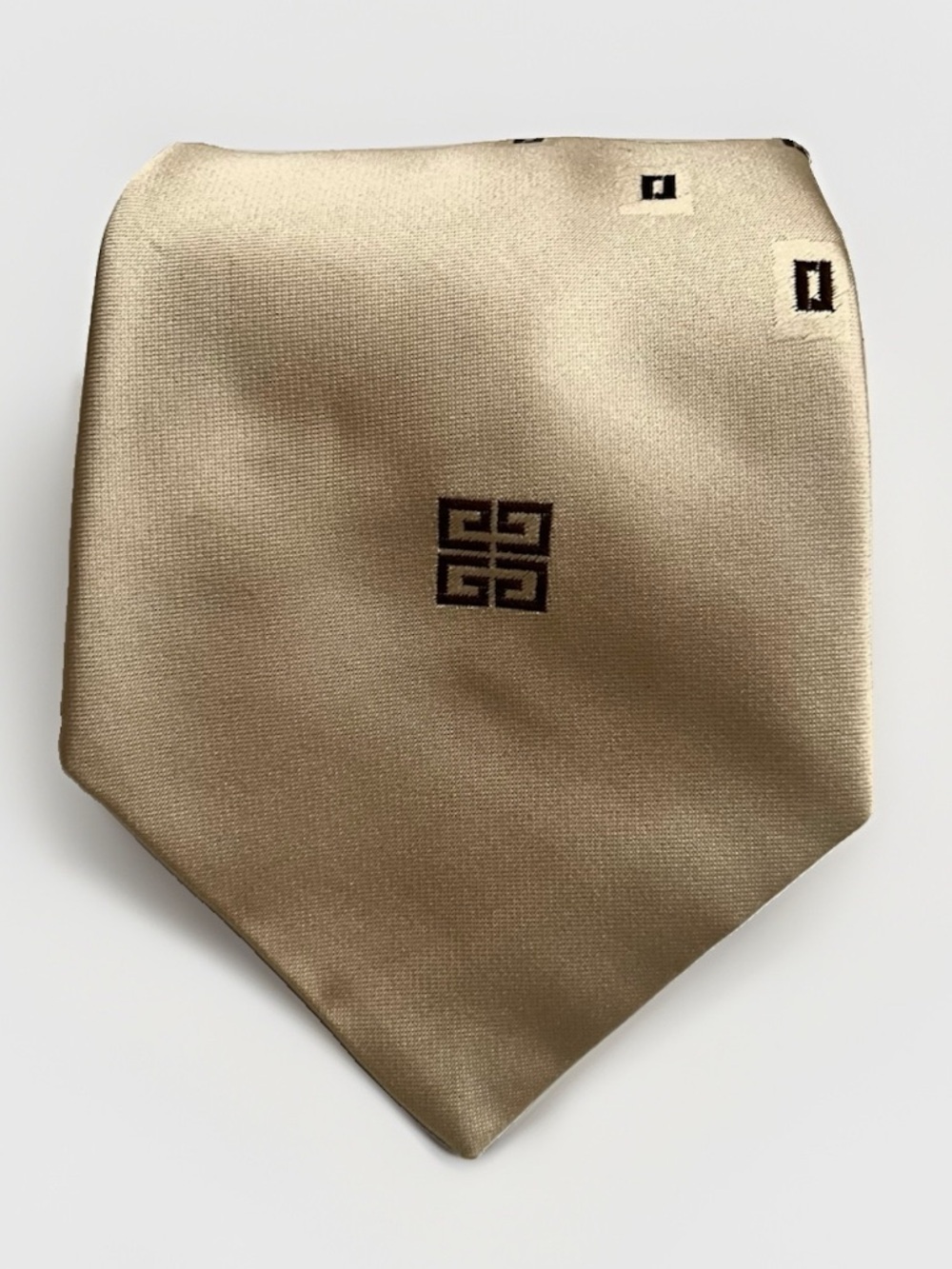 Givenchy Vintage Mens‎ Designer Tie Beige Geometric Classic Luxury Retro Necktie